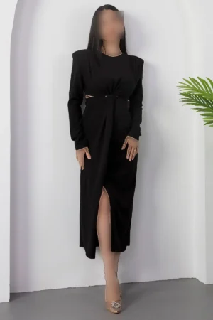 پیراهن با یقه دوچرخه و برش دکلته در کناره NY4493 - 11361
