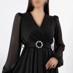 پیراهن توری با یقه کروزه و طرح شنی GRS3590 - 11338