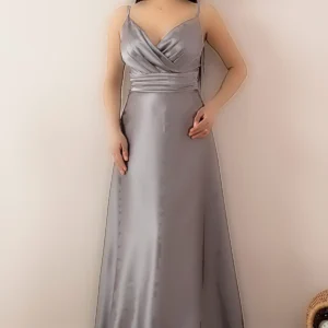 پیراهن آستین حلقه‌ای ساتن 13384 - 11413