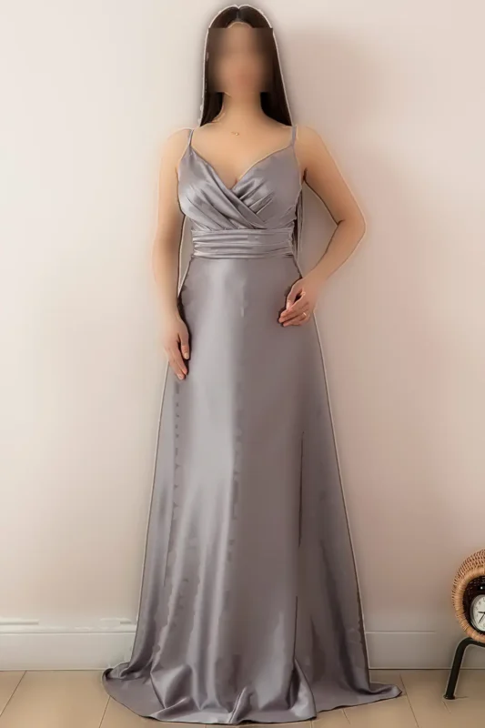 پیراهن آستین حلقه‌ای ساتن 13384 - 11413