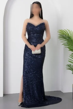 ر vestido آستین بند دار با یقه جلوباز و دکمه‌های تزئینی و چاک DMN4971 - 11427