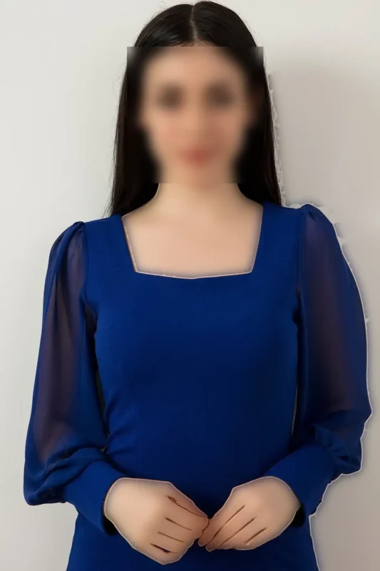 پیراهن شيفون با آستین 13389 - 11405