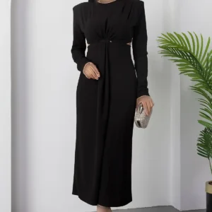 پیراهن با یقه دوچرخه و برش دکلته در کناره NY4493 - 11361