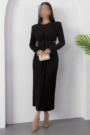 پیراهن با یقه دوچرخه و برش دکلته در کناره NY4493 - 11361