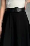 دامن کلوش مشکی زنانه با کمربند - 11209