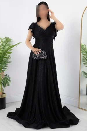لباس مجلسی با یقه کلاهدار و سنگدوزی 39925 - 11302