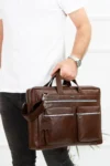 کیف مستندات و لپ‌تاپ چرم طبیعی مردانه 17 اینچی - 11047