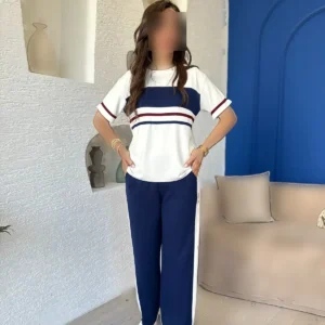 ست لباس راحتی و شیک با پارچه modal راه‌دار و لاستیکی، مناسب برای استفاده روزمره و تابستانی. - 11123