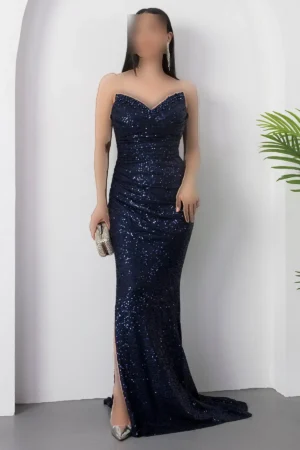 ر vestido آستین بند دار با یقه جلوباز و دکمه‌های تزئینی و چاک DMN4971 - 11427