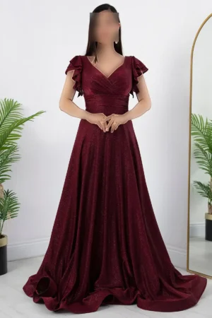 پیراهن مجلسی با آستین‌های پفی و طراحی شیک 39925 - 11304
