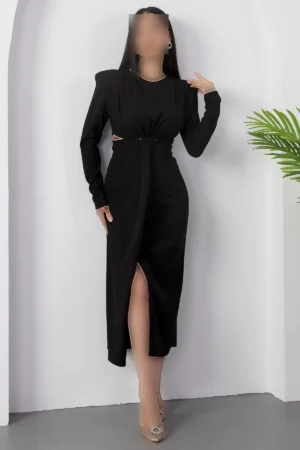 پیراهن با یقه دوچرخه و برش دکلته در کناره NY4493 - 11361