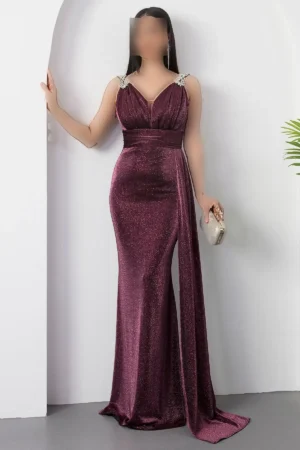 دست‌دوخت شب‌نشینی با جزئیات سنگی روی شانه 39844 - 11408