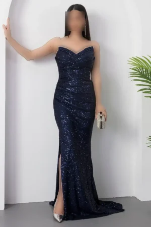 ر vestido آستین بند دار با یقه جلوباز و دکمه‌های تزئینی و چاک DMN4971 - 11427