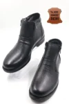 کفش روزمره مشکی چرم طبیعی با چرم خزدار و زیپ برای مردان - 10812