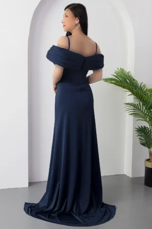 لباس مجلسی چین‌دار با شکاف سینه ECR5474 - 11437