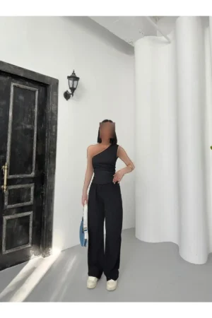 ست بلوز و شلوار پارچه براق بُرُمجیک - 11155