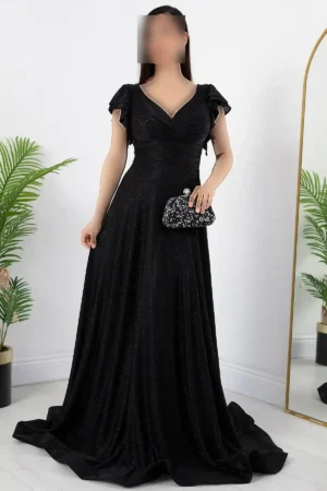 لباس مجلسی با یقه کلاهدار و سنگدوزی 39925 - 11302