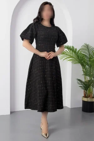 پیراهین با یقه دوچرخه و آستین بادکنکی DKS1245 - 11404
