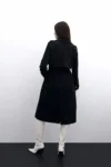 ترنچ‌کت بلند با کمربند - مشکی - 11270