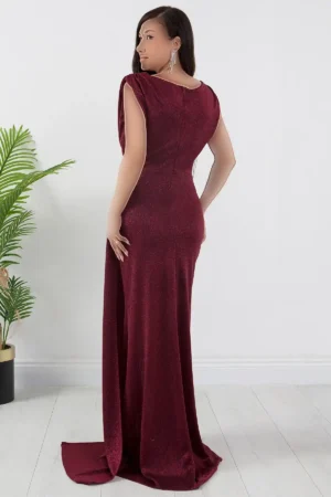 لباس دگاج یقه با تزئینات بر روی شانه و با پارچه‌های براق مدل 39878 - 11351