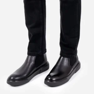 چکمه مردانه چرم اصل مشکی فوق‌العاده راحت و سبک چلسا مدل LUASS25AL0026 - 10687
