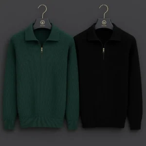ست ۲ عددی با یقه و زیپ، ژاکت بافتنی مردانه - 11485