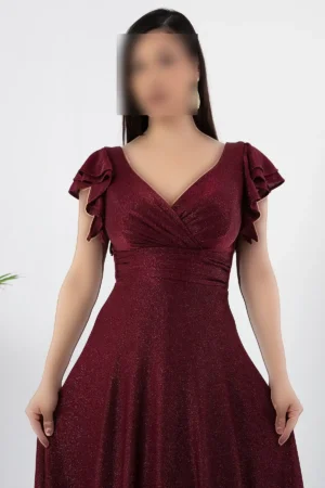 پیراهن مجلسی با آستین‌های پفی و طراحی شیک 39925 - 11304