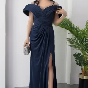 لباس مجلسی چین‌دار با شکاف سینه ECR5474 - 11437