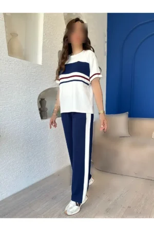 ست لباس راحتی و شیک با پارچه modal راه‌دار و لاستیکی، مناسب برای استفاده روزمره و تابستانی. - 11123