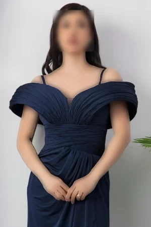 لباس مجلسی چین‌دار با شکاف سینه ECR5474 - 11437