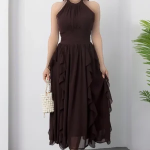 پیراهن شوفونی آستین حلقه‌ای با دامن پف‌دار ELS8561 - 11348