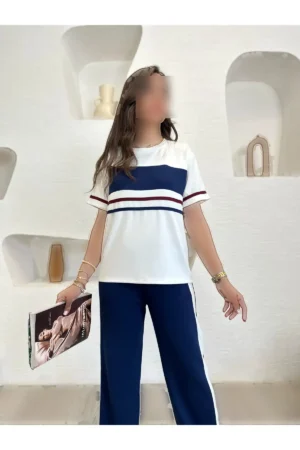 ست لباس راحتی و شیک با پارچه modal راه‌دار و لاستیکی، مناسب برای استفاده روزمره و تابستانی. - 11123