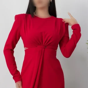پیراهن با یقه دوچرخه‌ای و برش کنار NY4493 - 11446