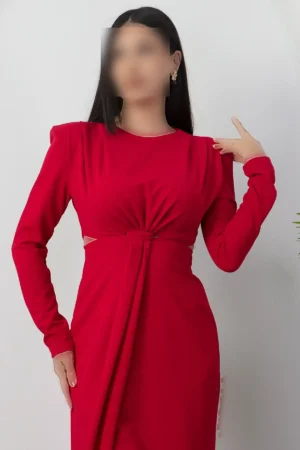 پیراهن با یقه دوچرخه‌ای و برش کنار NY4493 - 11446