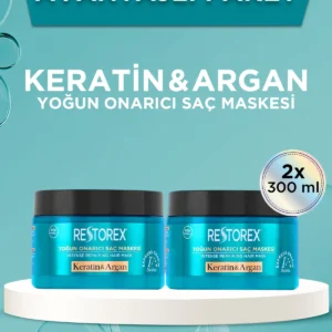 ماسک مو ترمیمی کراتین و آرگان ۲x۳۰۰ میلی‌لیتر - مخصوص موهای آسیب‌دیده و دچار مشکلات جدی با اثرات بوتاکس - 11184