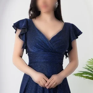 لباس شب با آستین کلوش و طرح جرقه‌ای 39925 - 11288
