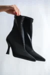 بوت استرچ میانه پاشنه (۸ سانتی متر) چرم مشکی ایزابل - 10937