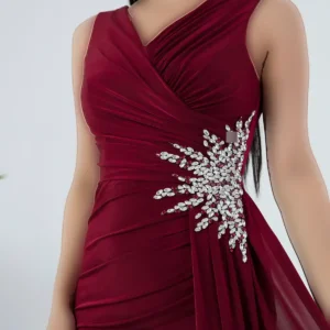 پیراهن مجلسی با برش و طرح سنگی ECR5301 - 11305