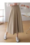 دامن کلوش میدی کتان خالص 100% با جیب برای بانوان - 11237