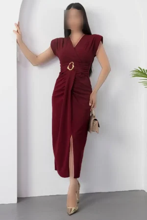 دست لباس با یقه کروآزه و با بند و بالشتک در شانه مدل NY3003 - 11342