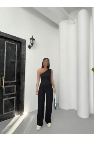 ست بلوز و شلوار پارچه براق بُرُمجیک - 11155