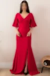 لباس مجلسی بلند با جزئیات شکاف 13233 - 11326