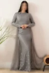 لباس مجلسی حجاب با جزئیات توری دنتل 13082 - 11387