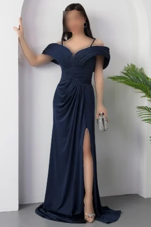 لباس مجلسی چین‌دار با شکاف سینه ECR5474 - 11437