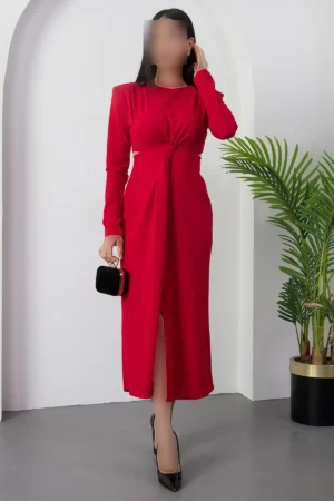 پیراهن با یقه دوچرخه‌ای و برش کنار NY4493 - 11446