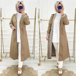ترنچ کت زنانه ضد آب با آستری داخلی راه راه - 11252