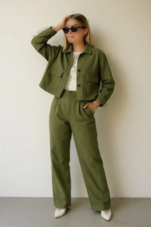 ست Jacket سوئدی و شلوار Palazzo - 11141
