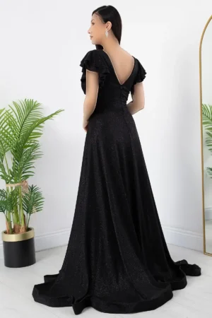 لباس مجلسی با یقه کلاهدار و سنگدوزی 39925 - 11302