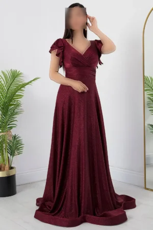 پیراهن مجلسی با آستین‌های پفی و طراحی شیک 39925 - 11304