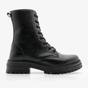 چکمه زنانه با زیپ و بند و کفی دندانه دار سلاره مشکی - 10938